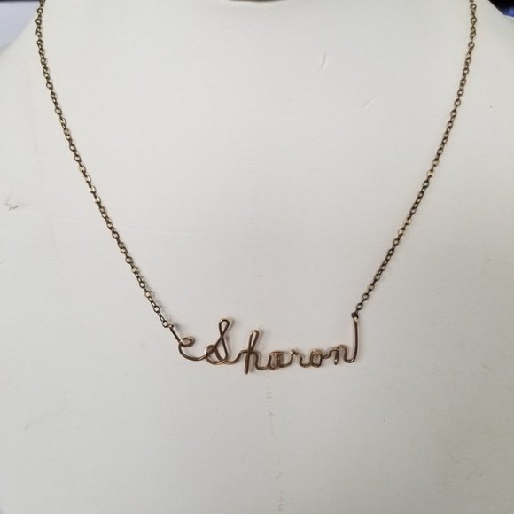 Vintage Sharon Name Wire Necklace on 16" Cable Chain - Picture 7 of 13
